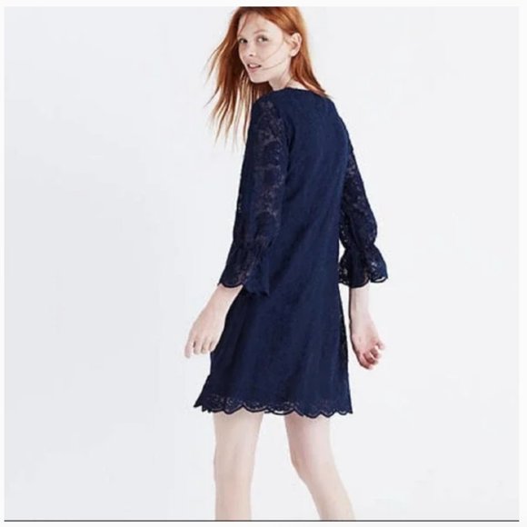 Madewell Embroidered Navy Blue Slowsong Dress Size 00 - Picture 2 of 6